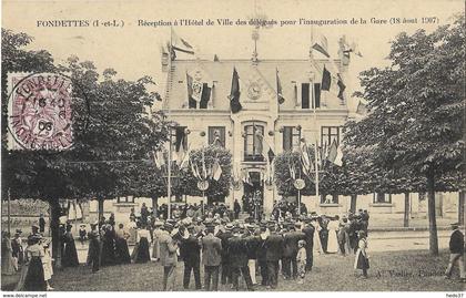 Fondettes - Réception à l'Hôtel de Ville des délégués pour l'inauguration de la Gare (18 août 1907)