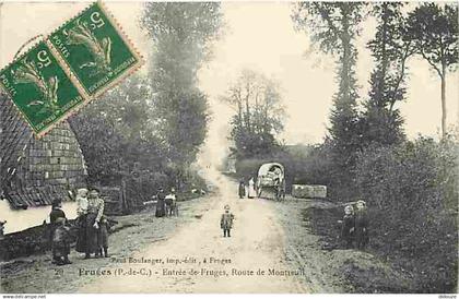 62 - Fruges - Entrée de Fruges Route de Montreuil - Animé - Ecrite en 1918 - CPA - Voir Scans Recto-Verso