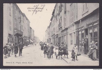 FRANCE, Postcard, Givors, Rue Victor Hugo, Children