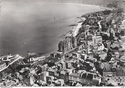 CPSM Granville vue aérienne de Granville et la plage de Donville