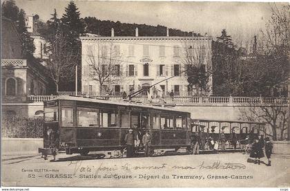 CPA Grasse Station du Cours Départ du Tramway Grasse-Cannes