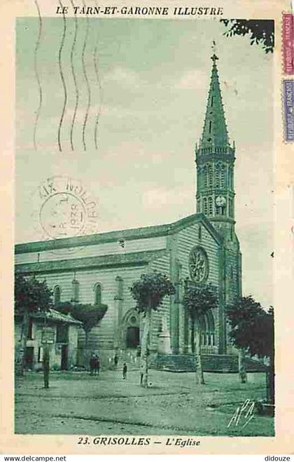 82 - Grisolles - L'Eglise - Animée - Oblitération ronde de 1938 - Flamme Postale - CPA - Voir Scans Recto-Verso