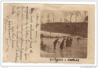 supposé GROSLAY (95) - CARTE PHOTO - Patinage à Groslay - 1903