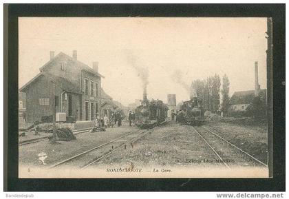 Hondshoote - La Gare ( beau plan de train FM depuis Sarlat cachet 110ème Régiment Infanterie Ed. Léon Marchand 6)