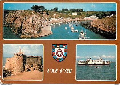 85 - Ile d'Yeu - Multivues - Bateaux - Blasons - Flamme Postale de l'Ile d'Yeu - CPM - Voir Scans Recto-Verso