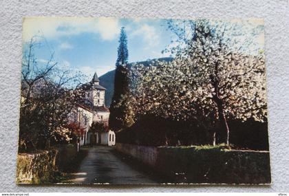 Cpm 1969, Itxassou, l'église et les cerisiers en fleurs, Pyrénées atlantiques 64