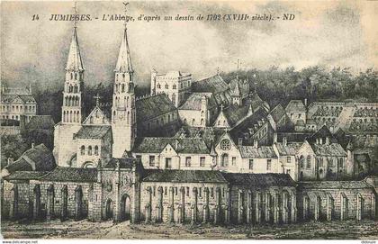 76 - Jumieges - Abbaye de Jumièges - L'Abbaye d'après un dessin de 1702 - CPA - Voir Scans Recto-Verso