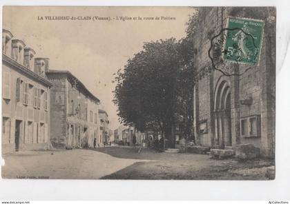 AJC - La villedieu du Clain - l'eglise et la route de Poitiers ----------------etat--------------------