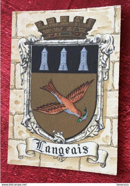 Blason de Langeais commune française du département d'Indre-et-Loire Région Centre-Val de Loire, Carte Postale-CPA