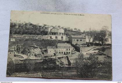 Cpa 1906, Langogne villas sur la route de Mende, Lozère 48