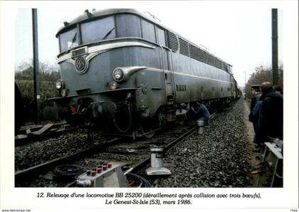 53 - LE GENEST-SAINT-ISLE - Relevage d'une locomotive - accident de train - 1986