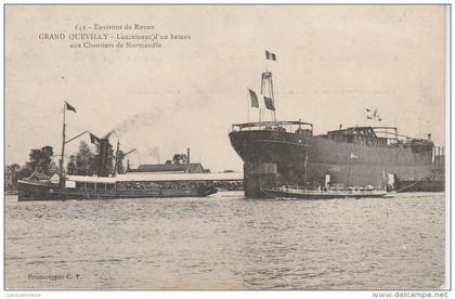 76 - LE GRAND QUEVILLY - Lancement d'un bateau aux Chantiers de Normandie