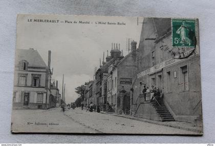 le Merlerault, place du marché, l'hôtel sainte Barbe, Orne 61