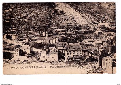 48 le pont de montvert vue generale coté de l ' eglise cachet pont de montvert 1932