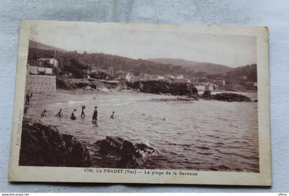 Cpa 1931, le Pradet, la plage de la Garonne, Var 83