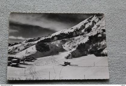 Cpm 1955, les Contamines Montjoie, vue générale, le téléski du Nivorin, haute Savoie 74