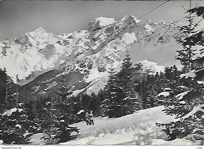 CPSM Les Contamines Montjoie Le Téléski de Montjoie Le Bionnassay le Mont-Blanc et les Miages