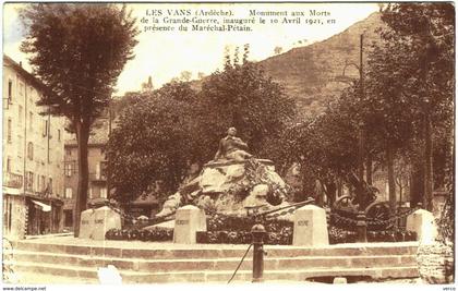 Carte Postale Ancienne de LES VANS-monument aux morts