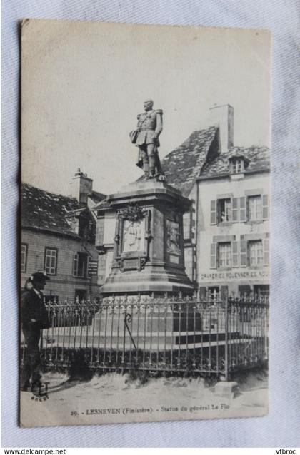 Cpa 1918, Lesneven, statue du général le Flo, Finistère 29