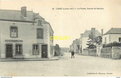 44 Ligné, la Poste route de Nantes, magasin Rabu..., belle carte pas courante