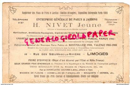 87  LIMOGES- ENTREPRISE PARCS JARDINS- H. NIVET- 10 RUE SOEURS DE LA RIVIERE-EXPOSITION UNIVERSELLE 1900-MONTPELLIER