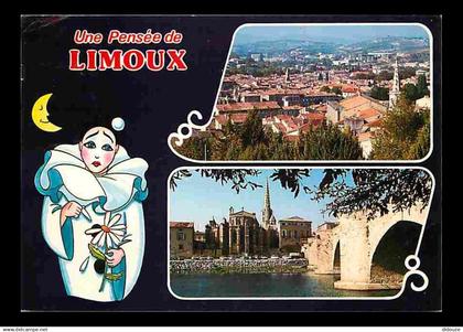 11 - Limoux - Multivues - Dessin de Pierrot - Flamme Postale de Limoux - CPM - Voir Scans Recto-Verso