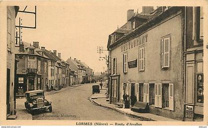 58 - Lormes - Route d'Avallon - Automobiles - CPA - Voir Scans Recto-Verso