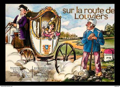 27 - Louviers - Sur la route de Louviers - Art illustration - Borne kilométrique - CPM - Voir Scans Recto-Verso