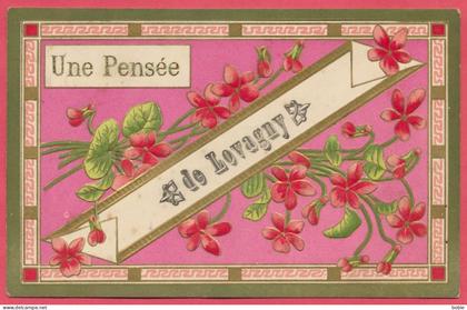 Lovagny dépt. Haute Savoie : Carte Fantaisie Gaufrée " Une Pensée de Lovagny " / Cachet perlé de Lovagny 1910.