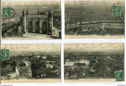 CPA - Lot de 4 Cartes Postales - France - Lyon - Panorama côté Sud Ouest - Sud - Ouest - Est - 1911 ( I11459)