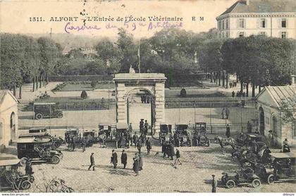 94 - Maisons Alfort - Alfort - Entrée de l'école vétérinaire - Animée - Automobiles - CPA - Oblitération de 1914 - Voir