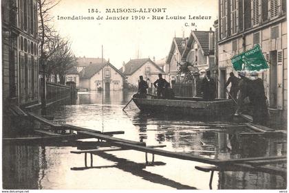 Carte POSTALE Ancienne de  MAISONS - ALFORT - Inondations 1910, Rue Louise LESIEUR