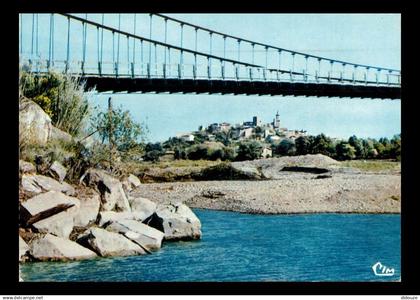 13 - Mallemort en Provence - Pont suspendu sur la Durance avec vue sur un coin pittoresque de Mallemort - Carte Dentelée