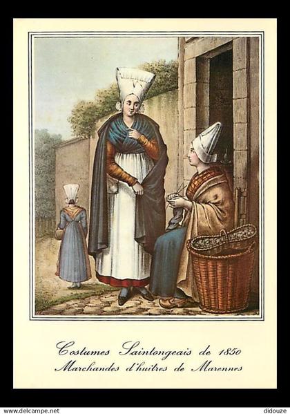 17 - Marennes - Costumes Saintongeais - Vieilles Gravures de 1850 - Marchandes d'Huîtres de Marennes - D'après une gravu