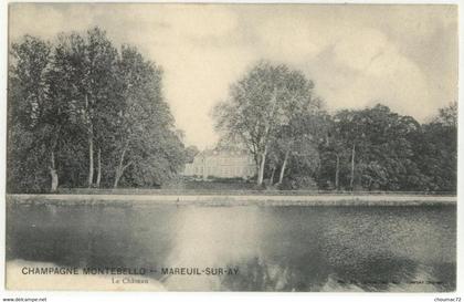 (51) 185, Mareuil sur Ay, Cheque, Champagne Montebello, Le Château, voyagée en 1906, TB