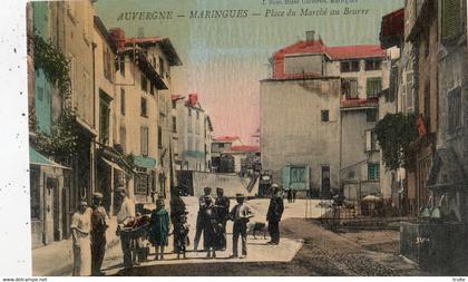 MARINGUES PLACE DU MARCHE AU BEURRE (CARTE TOILE ET COLORISEE)