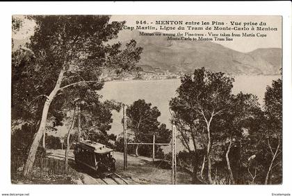 CPA - Carte Postale-FRANCE - Menton - Ligne de tram de Monte Carlo à Menton S3064