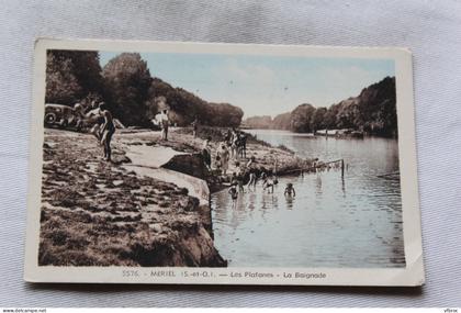 Cpsm 1957, Mériel, les Platanes, la baignade, Val d'Oise 95