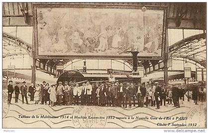 - depts divers - ref- EE546- paris - gare de l est - tableau de la mobilisation 1914 et locomotive exposes -