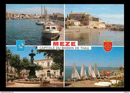 34 - Mèze - Multivues - Bateaux - Automobiles - Blasons - Flamme Postale de Mèze - CPM - Voir Scans Recto-Verso