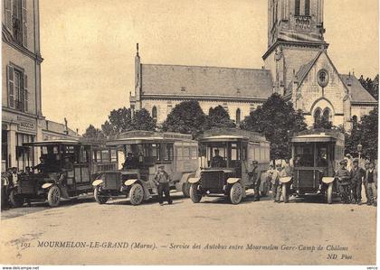 Carte POSTALE  Ancienne  de MOURMELON le GRAND - Service des Autobus entre Mourmelon Gare et Camp de Châlons