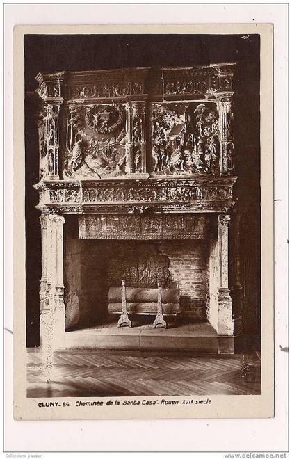 cp , 75 , PARIS , musée de Cluny , cheminée de la SANTA CASA , Rouen , XVI e siécle , vierge
