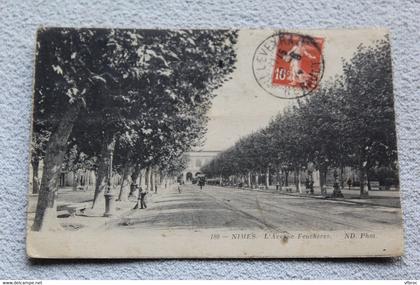 Cpa 1914, Nîmes, l'avenue Feuchères, Gard 30