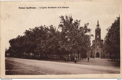 CPA NOEUX-les-MINES-L'Eglise Ste-Barbe et le Kiosque (44225)