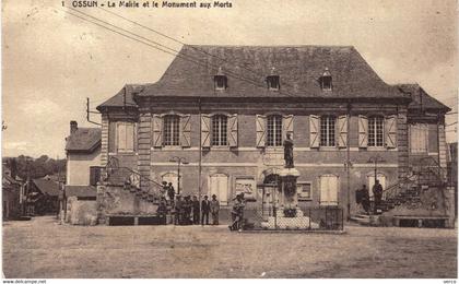 Carte POSTALE Ancienne  de  OSSUN - La Mairie & le monument aux morts