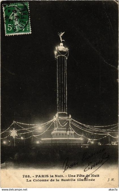 CPA PARIS la NUIT 12e Une Fete de Nuit. La Colonne de la Bastille (539132)