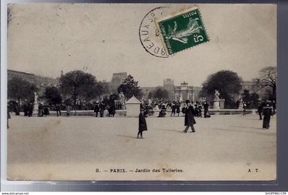 75 - Paris - Jardins des Tuileries - Voyagé - Dos divisé