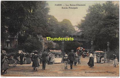 CPA 75 PARIS LES BUTTES CHAUMONT ENTREE PRINCIPALE  VENDEUR DE BALLONS GLACE GLACIER