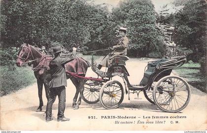 CPA Petits Métiers à Paris - Paris Nouveau - Les Femmes Cocher - 921 - Hé cochère ! Etes vous libre? - CM - Colorisée