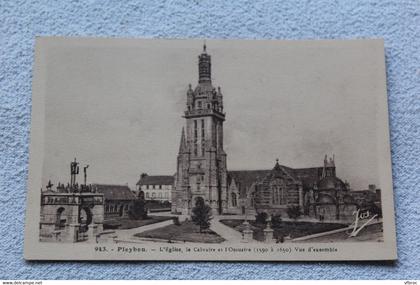 E766, Pleyben, l'église, la calvaire et l'ossuaire vue d'ensemble, Finistère 29